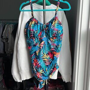 Aqua Eve Tropical Print Swimsuit